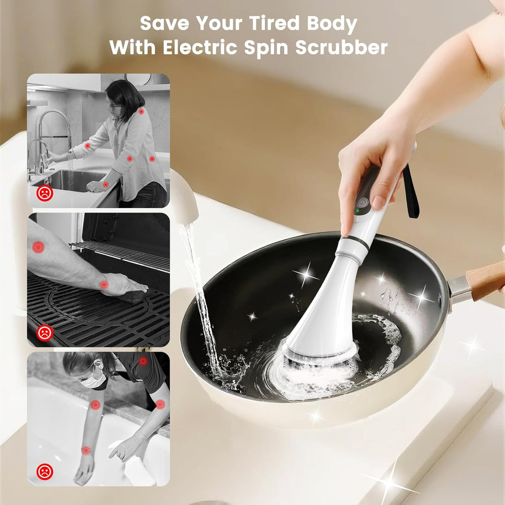 Electric Spin Scrubber Brush - Rechargeable Cordless Cleaning Brush with Full-Body IPX7 Waterproof