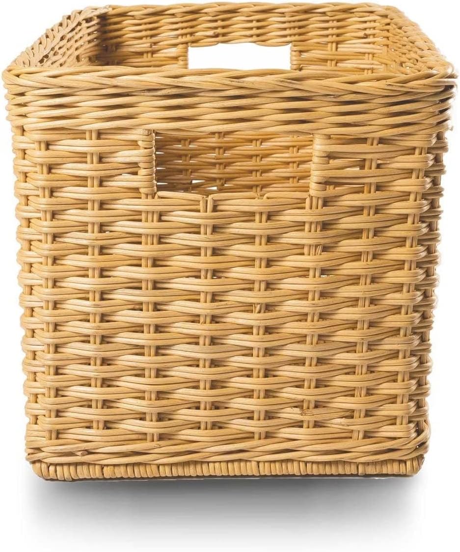 The Basket Lady Tall Rectangular Wicker Storage Basket, Medium, 20 in L x 13 in W x 11 in H