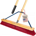 USA Broom 24" Soft Sweep Indoor Push Broom with 60" Handle. Ideal for Epoxy & Polished Floors.