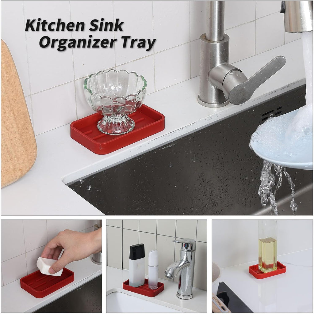 Silicone Kitchen Sink Organizer Tray for Multiple Usage,Easy Clean Sponges Holder for Kitchen