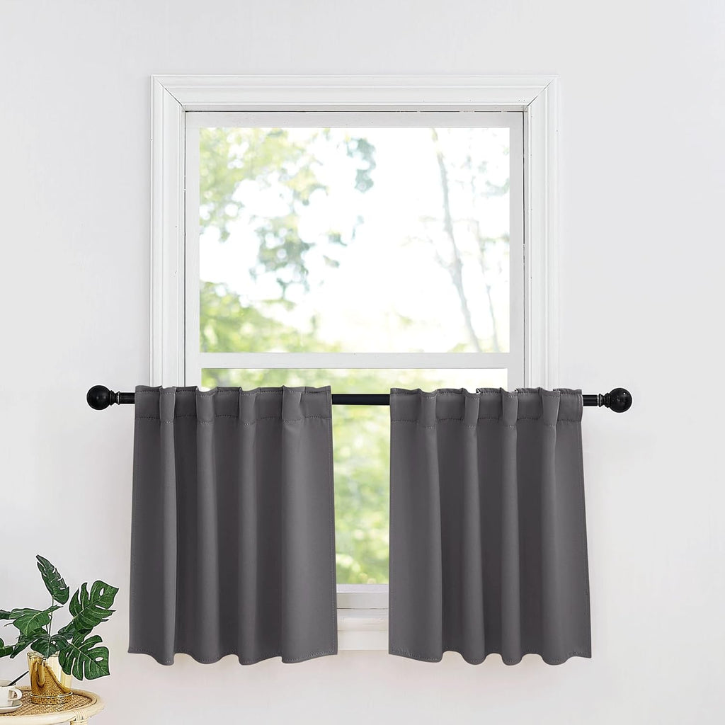 RYB HOME Kitchen Window Curtains - Blackout Privacy Half Window Curtains for Bedroom Bathroom