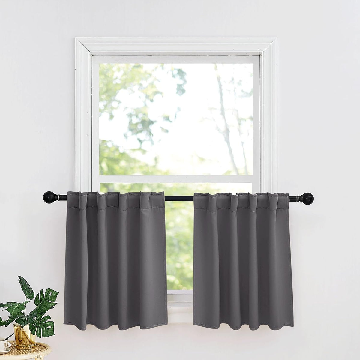 RYB HOME Kitchen Window Curtains - Blackout Privacy Half Window Curtains for Bedroom Bathroom