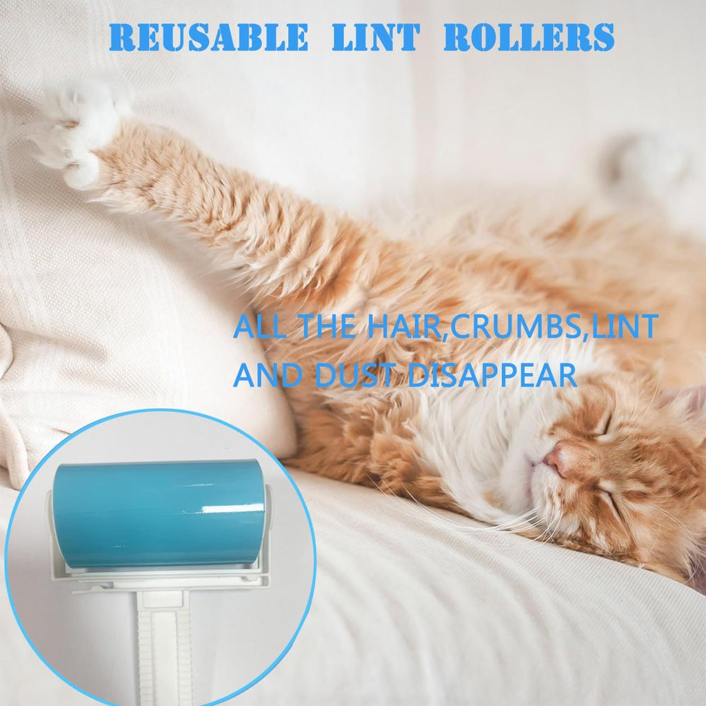 Reusable Portable Lint Roller 2 Pack, Washable Sticky Lint Roller Travel Pet Hair Remover Brush