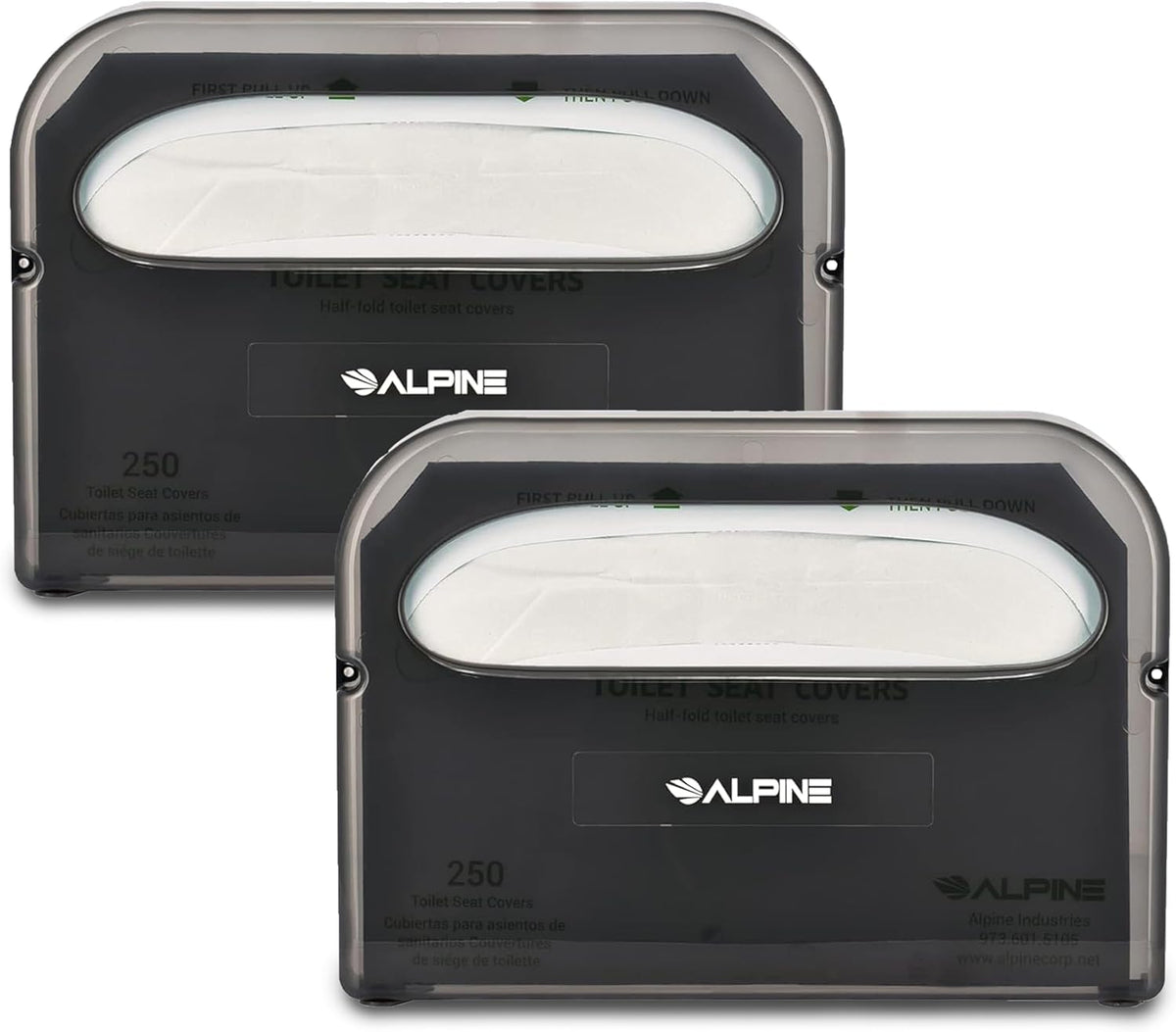 Alpine Toilet Seat Cover Dispenser - 2 Pack Wall Mount Disposable Toilet Seat Cover Holder for