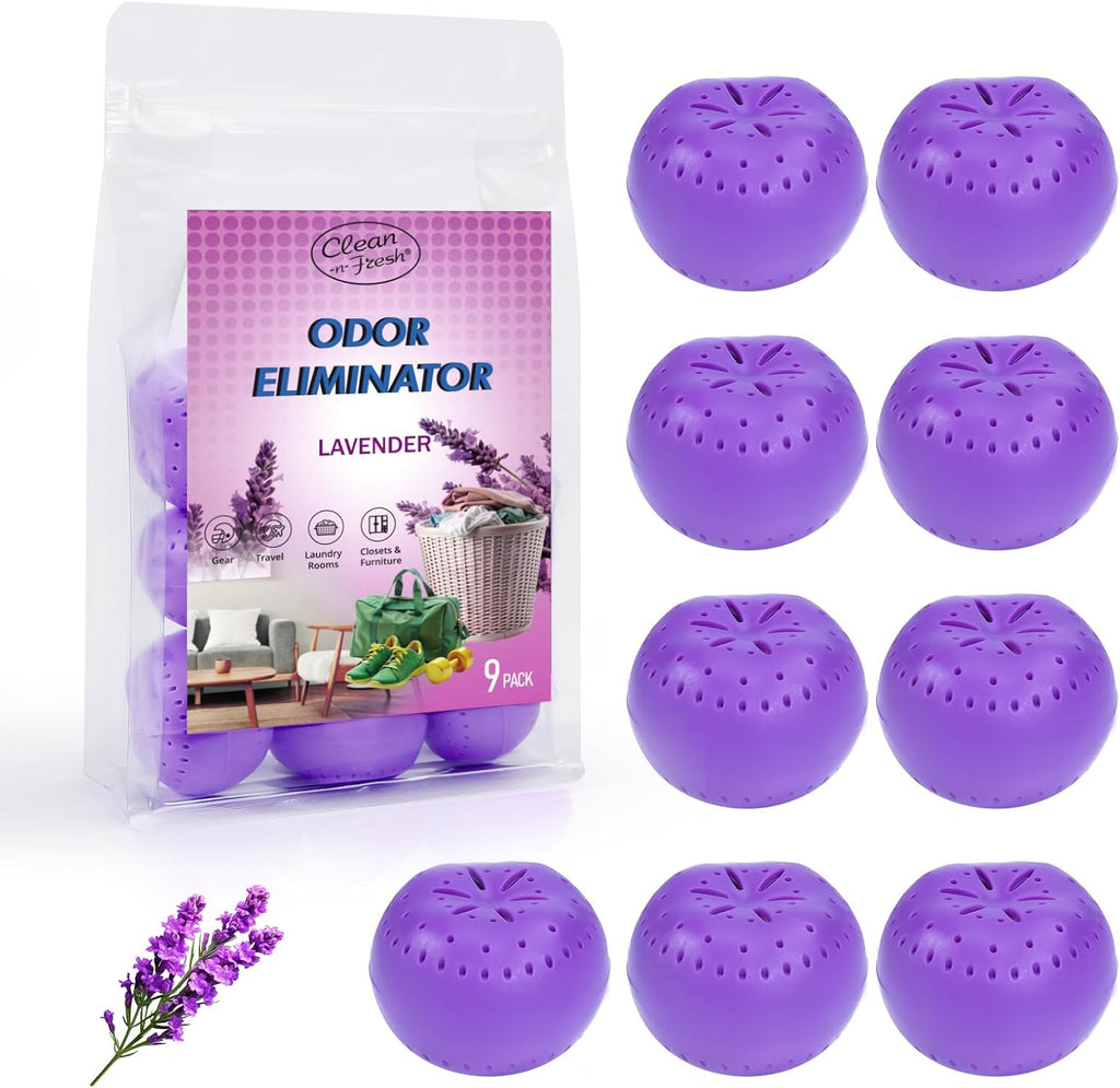 9 Pack Baking Soda Deodorizers, Lavender Scent Shoe Deodorizer Balls, Air Freshener for Home, Odor