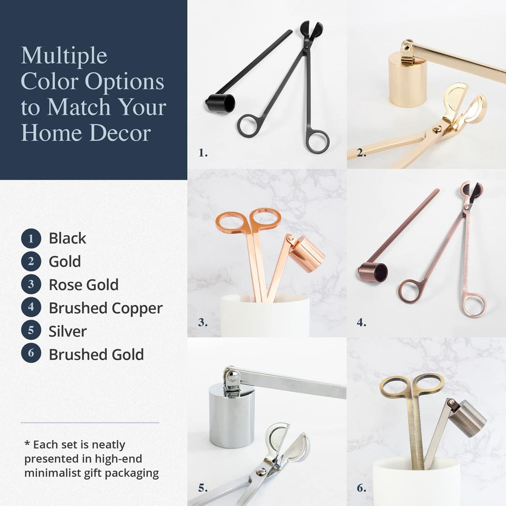 Candle Wick Trimmer and Candle Snuffer Accessory Set – Pick Your Color
