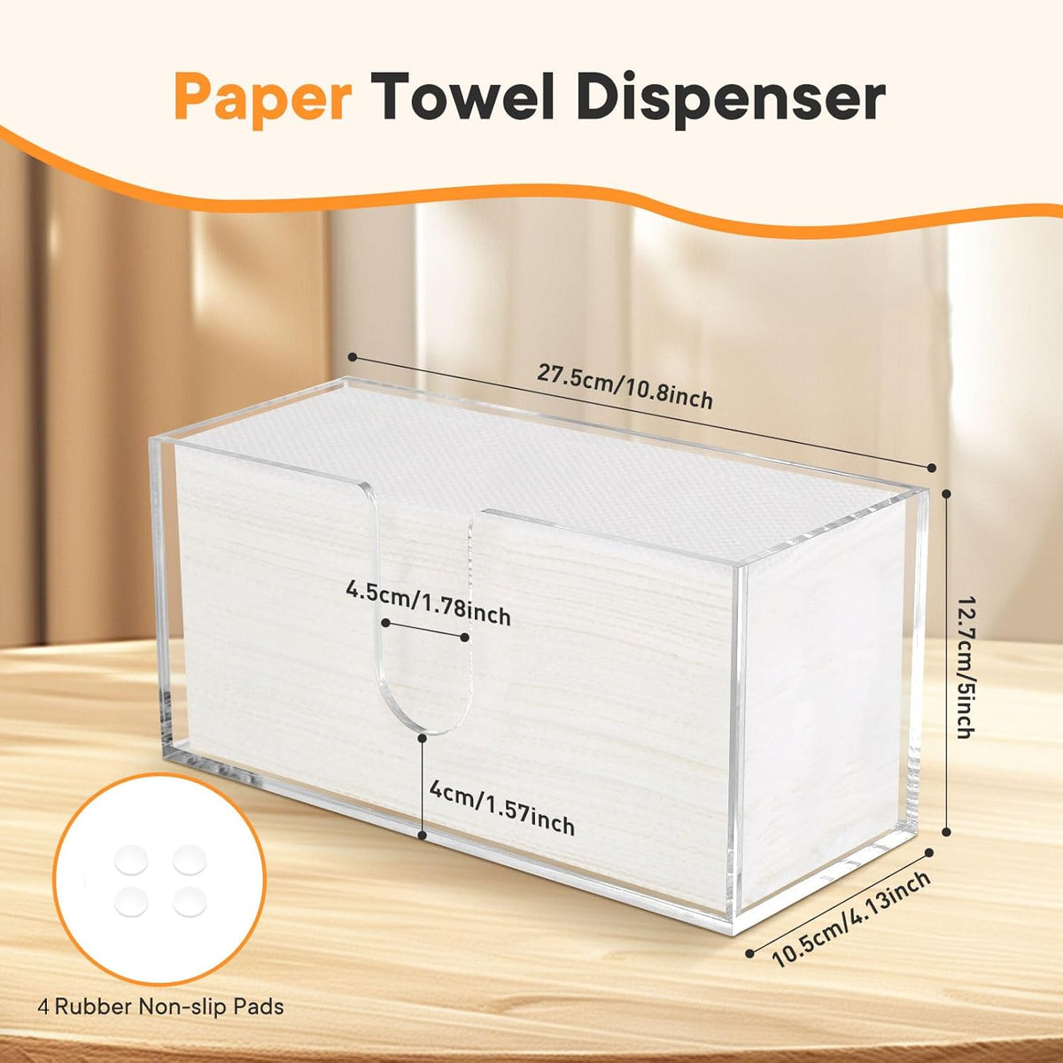 Acrylic Paper Towel Dispenser, Paper Towel Holder Countertop Clear Multi Trifold Napkin Holder