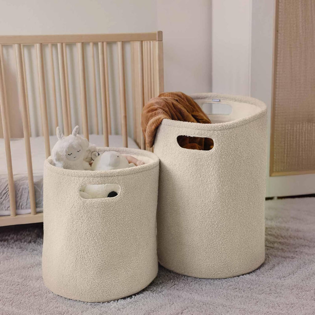 PUTSKA Basket – Round Storage for Clothes – Soft Baby Girl Basket for Nursery, Kids Room, Bedroom