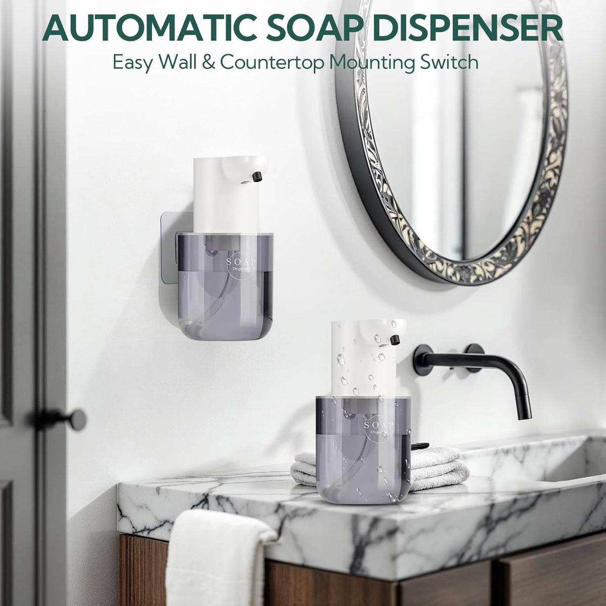2 Pack Automatic Soap Dispenser, Touchless Automatic Foaming Soap Dispenser, Electric Wall Mounted