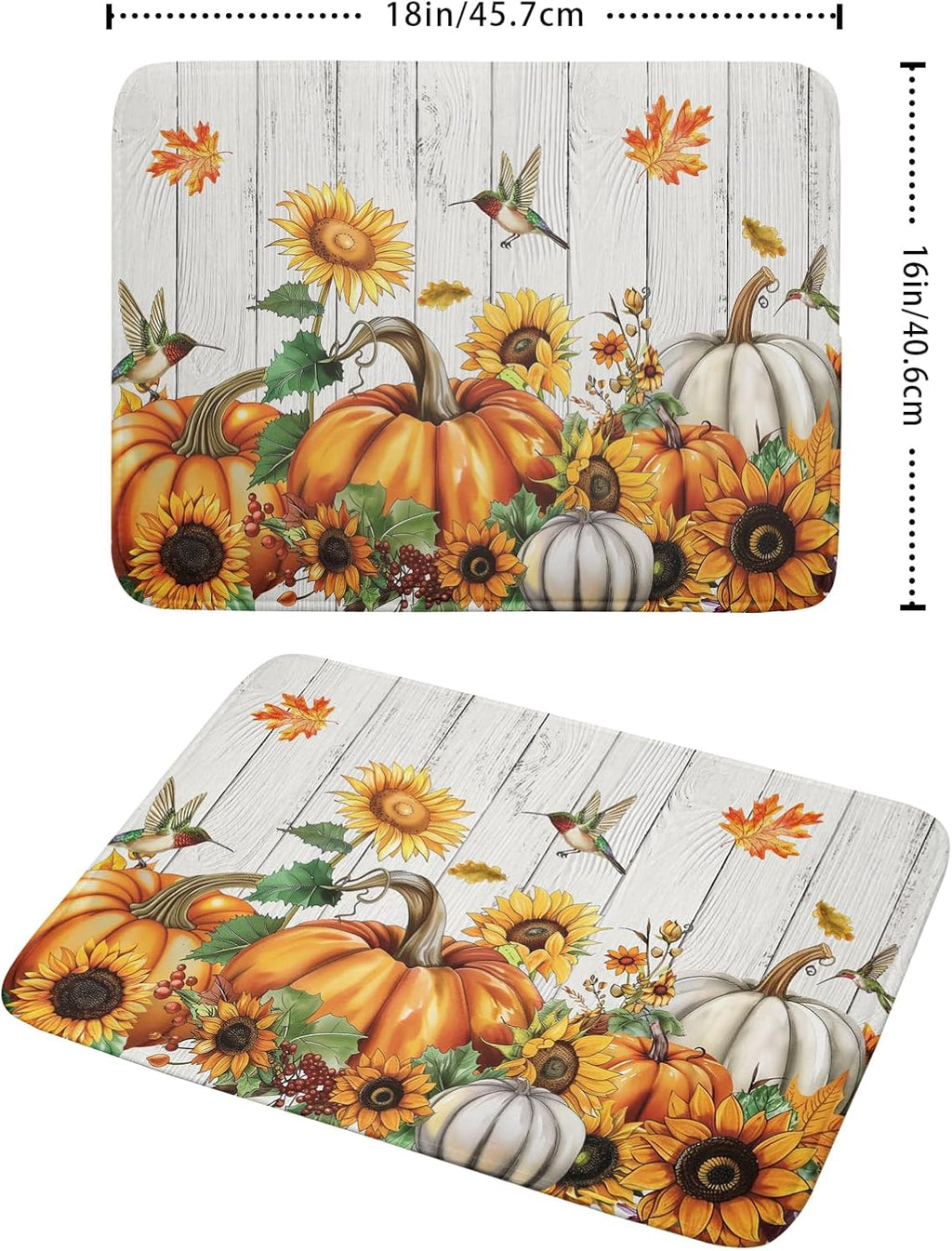 Fall Sunflower Maple Leaves Dish Drying Mat for Kitchen Counter Autumn Harvest Pumpkin Dish Drying