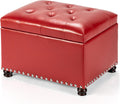 Joveco Leather Storage Ottoman, 24" Rectangle Square Bench Foot Rest Stool for Bedroom Living Room