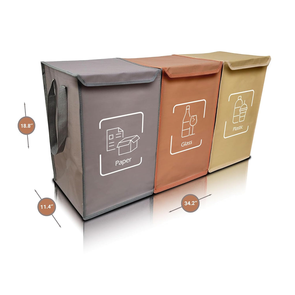 NYIKA - Recycling Organizer - Reusable Recycling Bags - Recycling Sorter - Trash Sorting Bins - 3