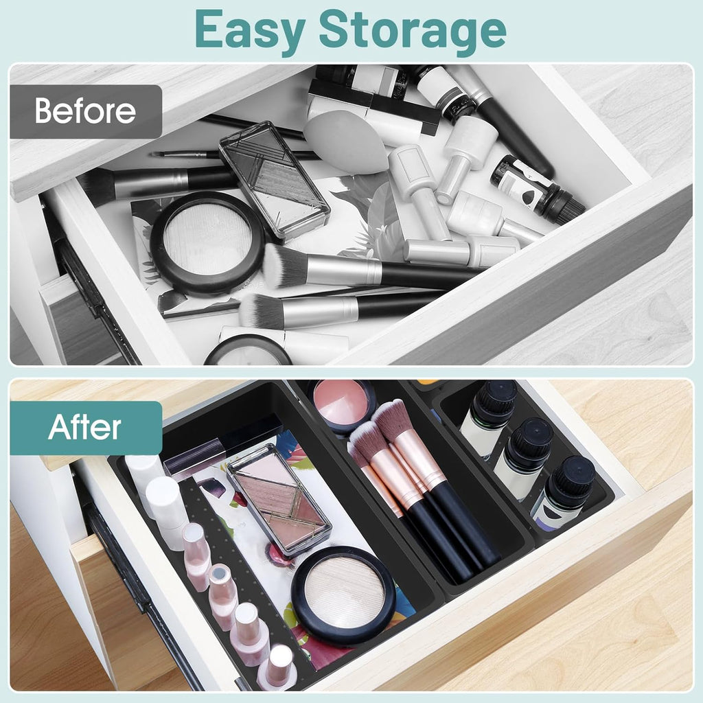WOWBOX 25 PCS Plastic Drawer Organizer Set, Desk Drawer Divider Organizers and Storage Bins for