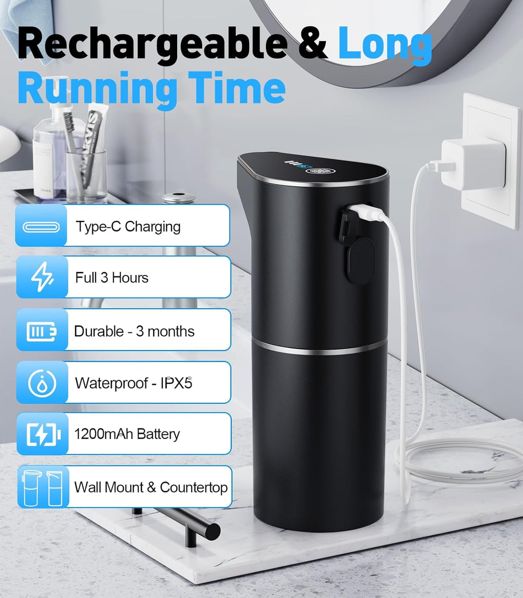 Automatic Soap Dispenser,Touchless Hand Wall Mount Rechargeable 3 Gear Adjustable Electric Soap