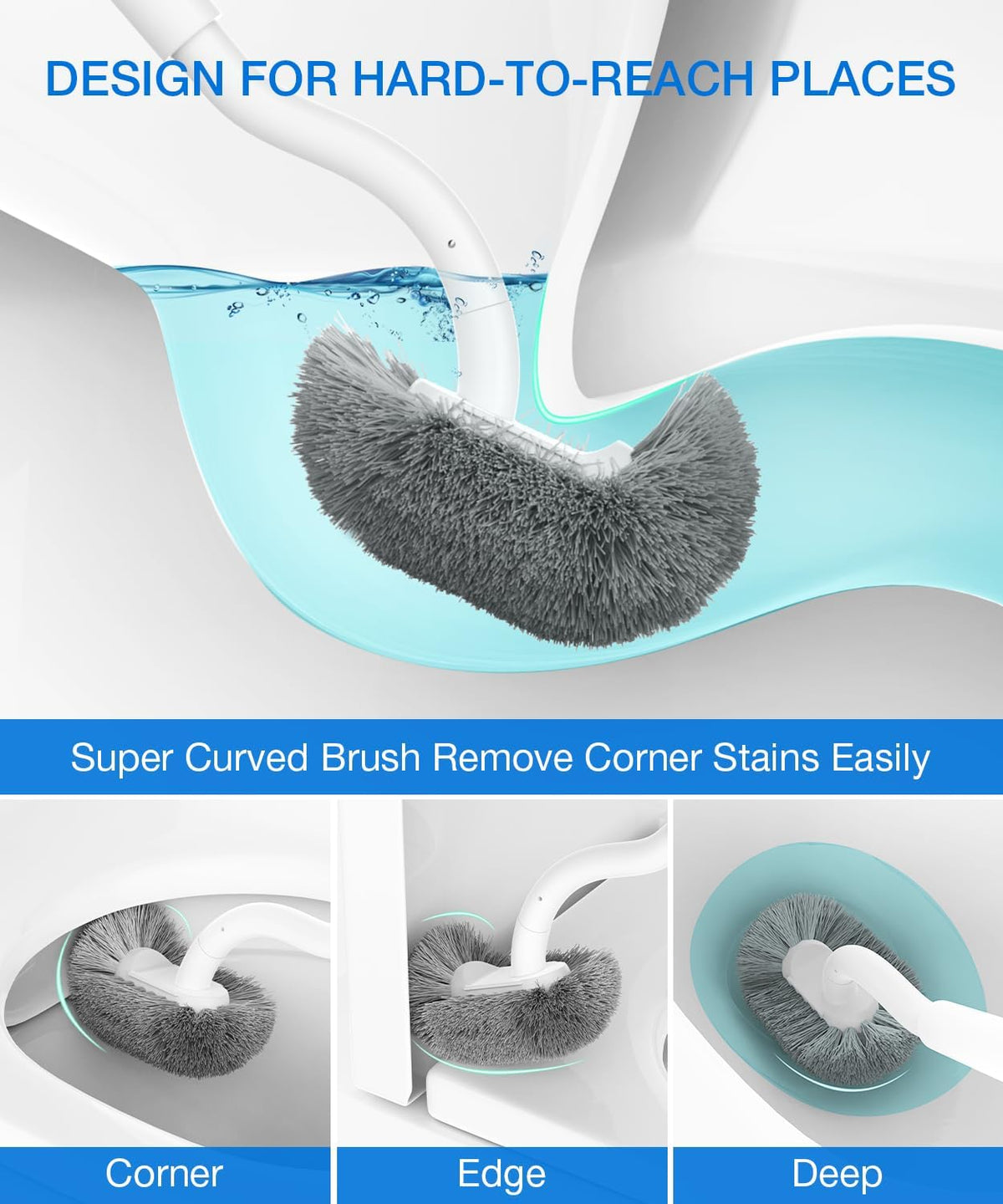 Toilet Bowl Brush and Holder, OSCIOSS Toilet Brush Set with Ergonomic Design, Compact Size, Durable
