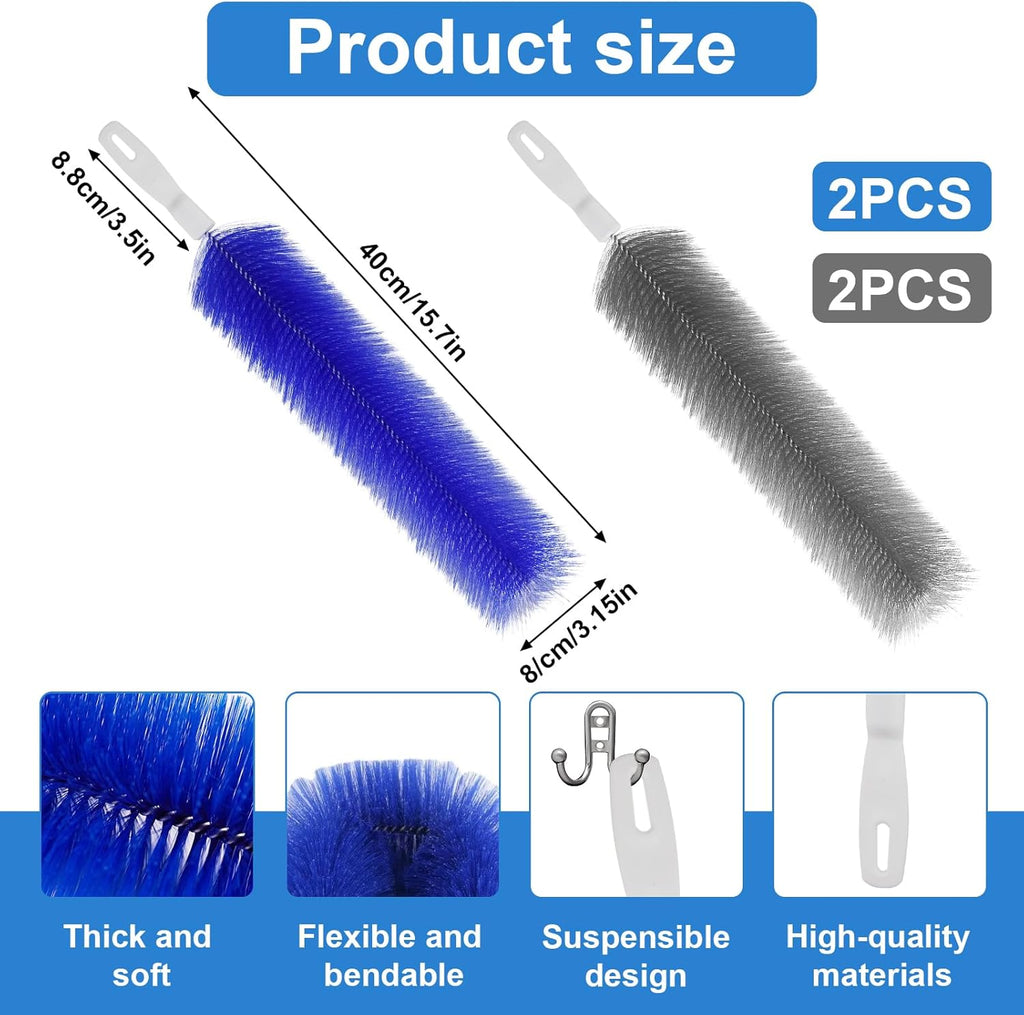 4 Pcs Cobweb Duster, Bendable Fan Cleaner Brushes Set Reusable, Plastic Microfiber Duster for Air
