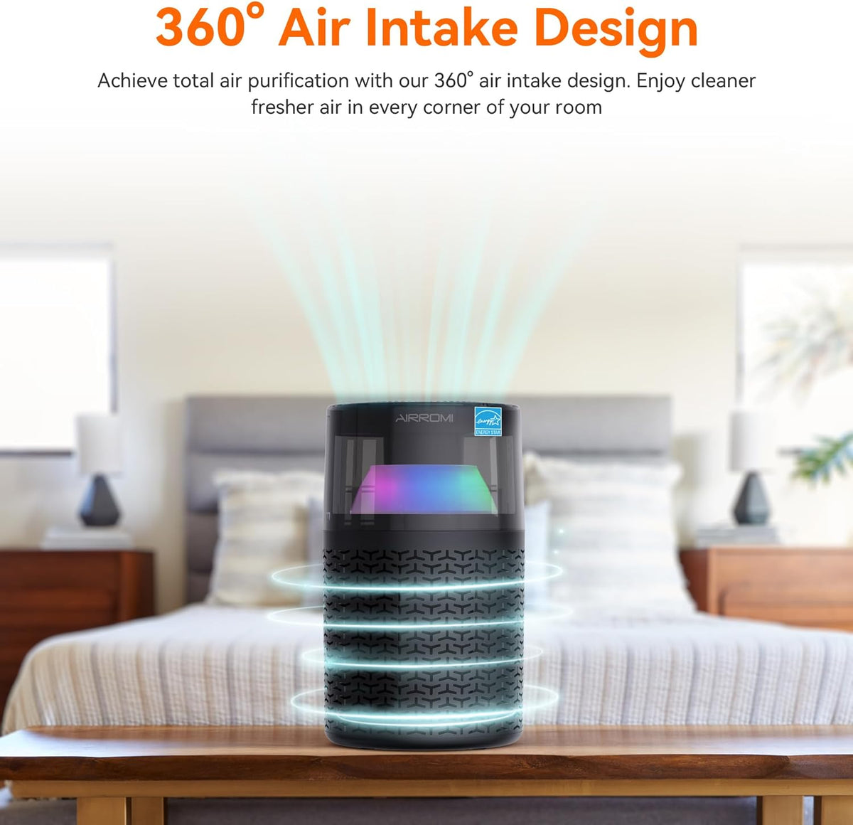 AIRROMI Air Purifiers for Bedroom Home,Up to 658 Ft²,Activated Carbon Filter Cleaner,With Fragrance
