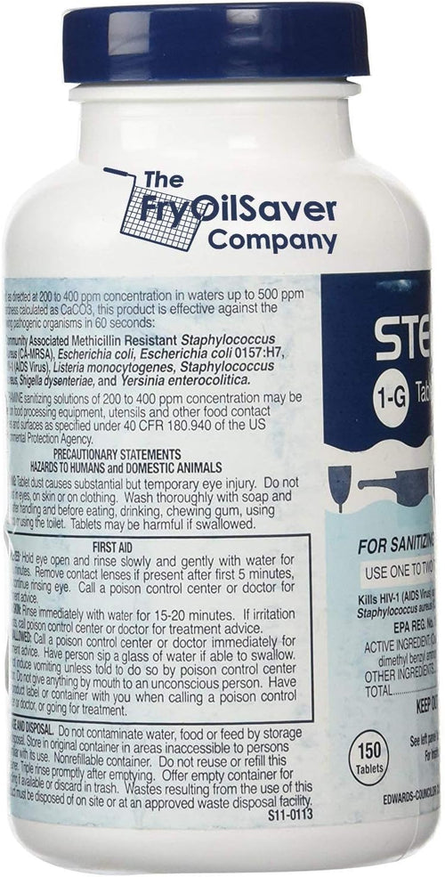 1 Bottle Steramine Sanitizer Tablets w/15x QT-10 Test Strips - Multi Purpose Steramine Sanitizing