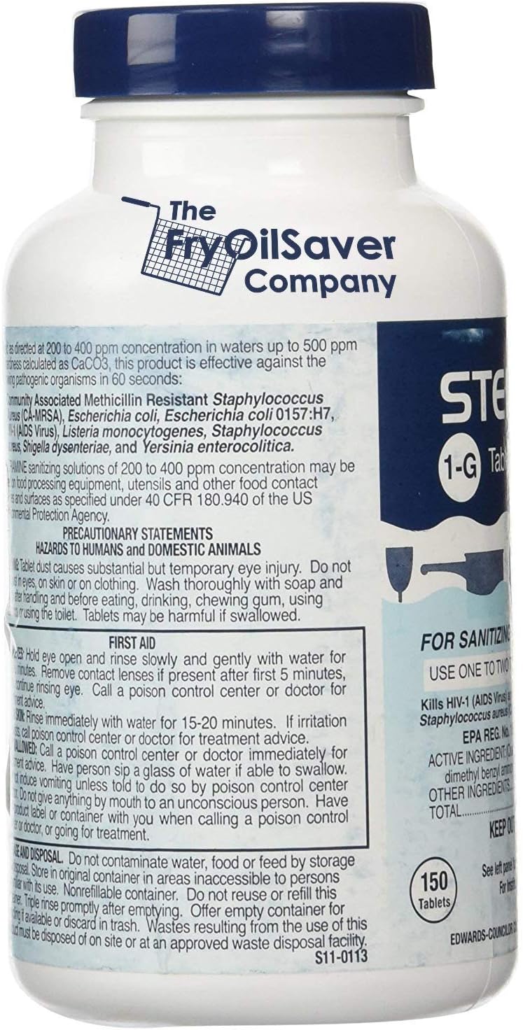 1 Bottle Steramine Sanitizer Tablets - Multi Purpose Steramine Sanitizing Tablets for Food Contact