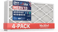 BNX TruFilter 16x30x1 Air Filter MERV 13 (4-Pack) - MADE IN USA - Electrostatic Pleated Air