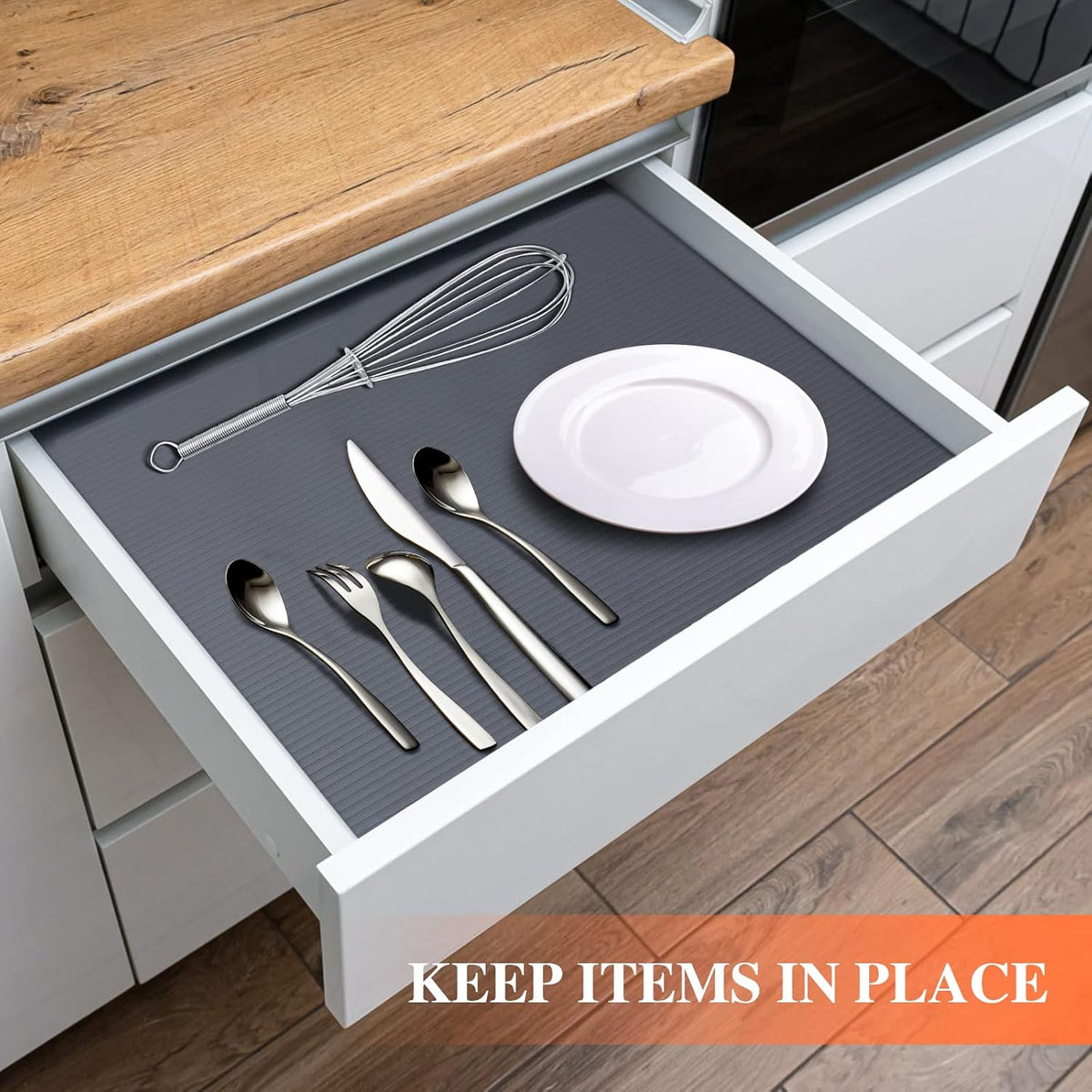 Shelf Liner Non Adhesive, Washable Cabinet Liners for Shelves, Waterproof Durable Non-Slip Drawer