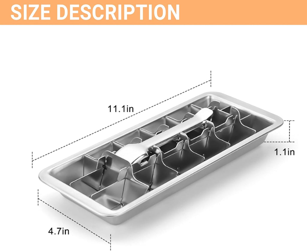 Professional Ice Cube Trays Stainless Steel - 18-Slot Heavy Duty Metal Icecube Mold, Non-Toxic
