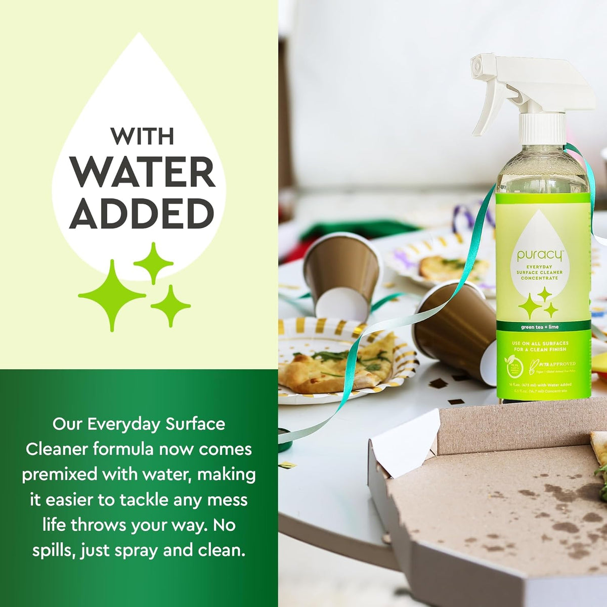 Puracy Multi-Surface Cleaner Spray - Plant-Powered Everyday Surface Cleaner - Natural All Purpose