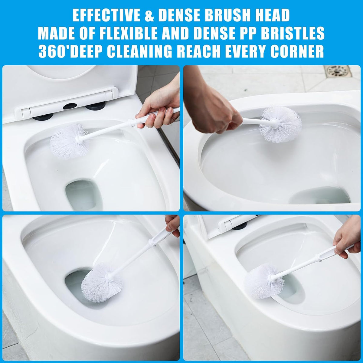 Mimorou 50 Pcs White Toilet Brush, Bathroom Toilet Bowl Brush, Soft Bristle Long Handle Plastic