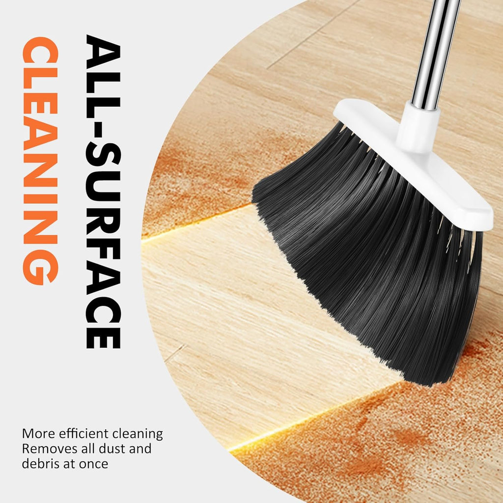 Heavy Duty Broom, 55 Inch Long Handle Outdoor Large Angle Brooms, Commercial Broom for Sweeping