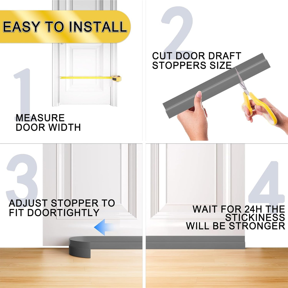Door Draft Stopper,Door Sweep for Bottom of Doors,Weather Stripping Seal Draft Guard Blocker Noise