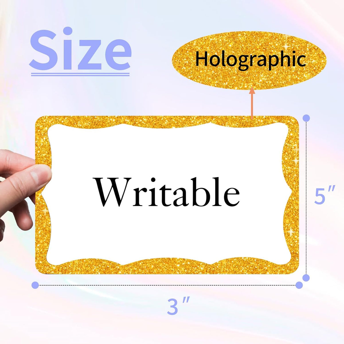 STARLIBOO Holographic Colored Labels Stickers, 3X5 Inch Removable Large Label Stickers for Moving