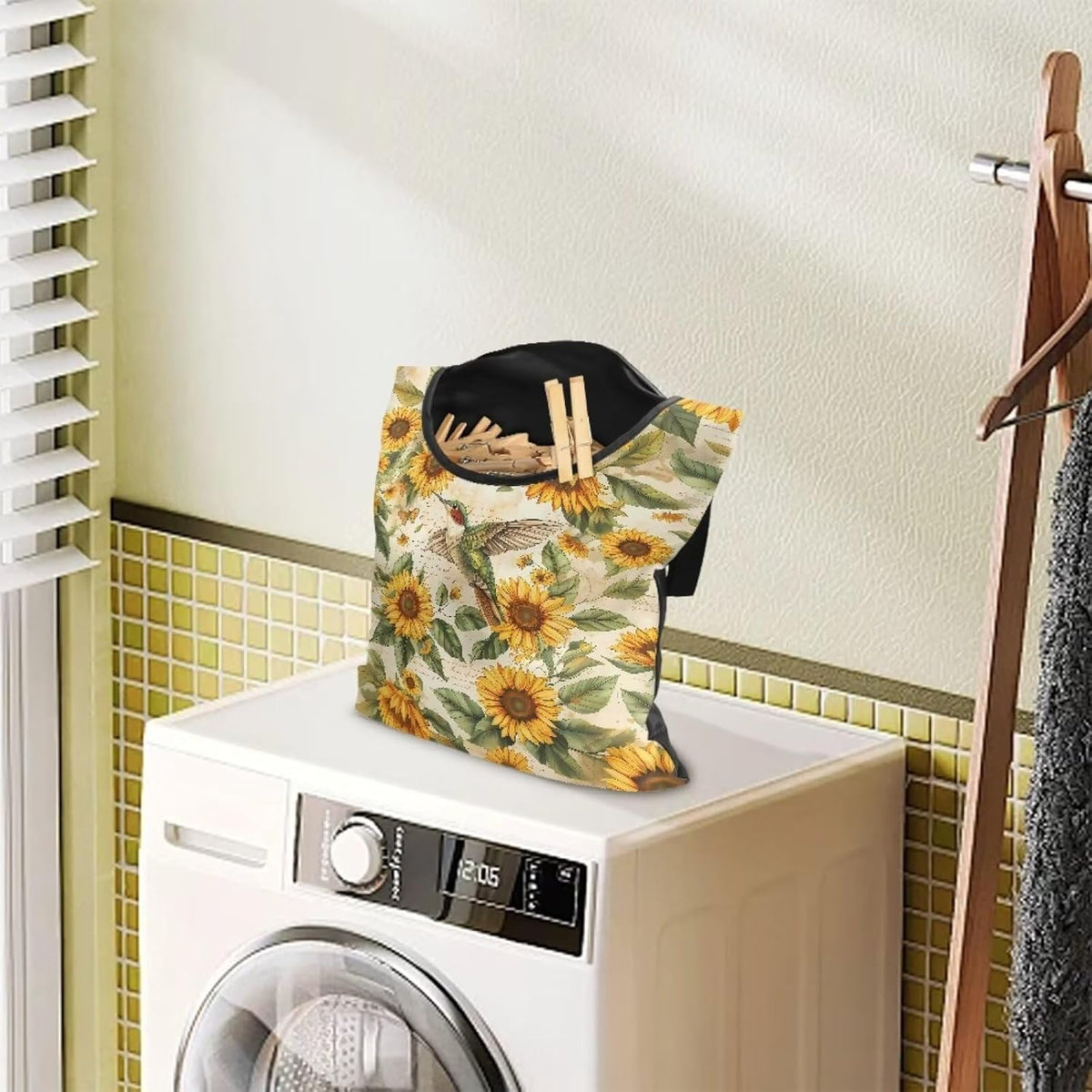 Hummingbird Laundry Clothespin Bag Clothespin Storage Hanger Bag with a Large Opening, Hanging