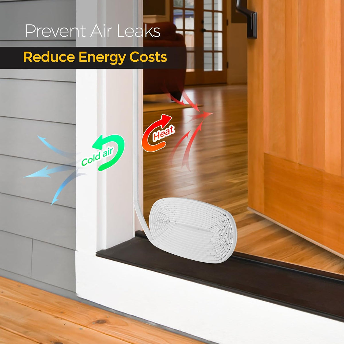 Weather Stripping Door Seal Strip - Soundproof Q-Shaped Foam for Exterior Door Frame, Large Gap