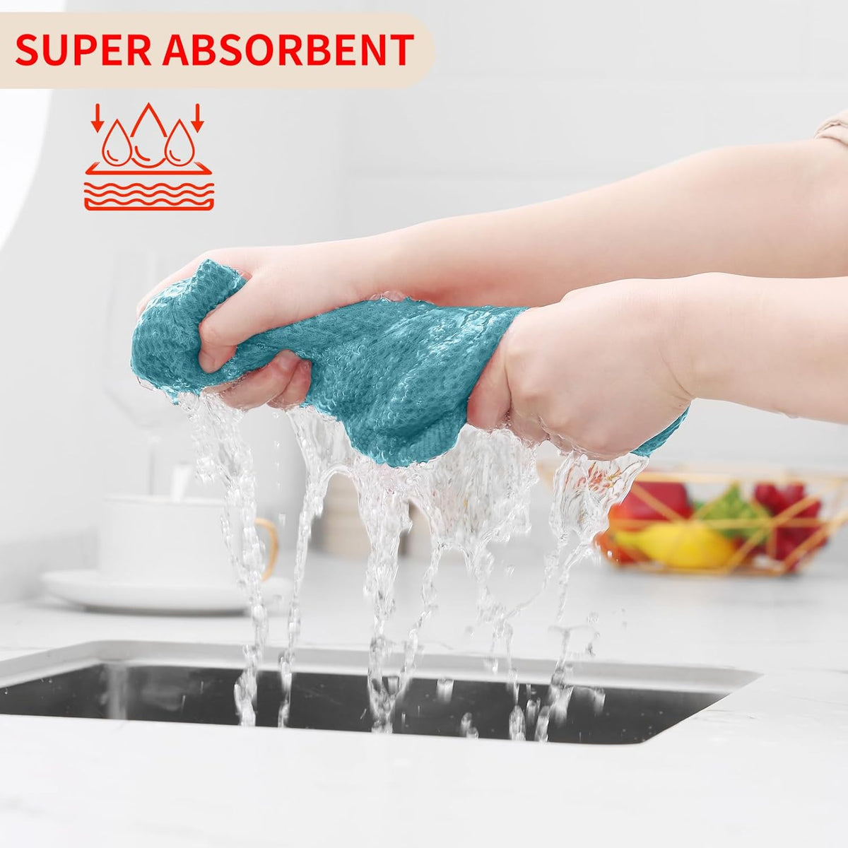 Homaxy 100% Cotton Waffle Weave Kitchen Dish Cloths, Ultra Soft Absorbent Quick Drying Dish Towels