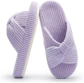 Chantomoo Slippers for Women Memory Foam House Bedroom Corduroy Bow Crossbands Slide Slipper Shoes