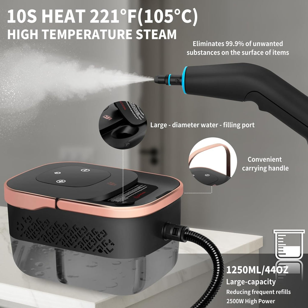 2500W Portable Handheld Steam Cleaner, High Temperature Pressurized Steam Cleaning Large Capacity