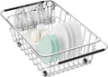 Large Dish Drainer Rack in Sink Adjustable, Expandable 304 Stainless Steel Metal Dish Drying Rack