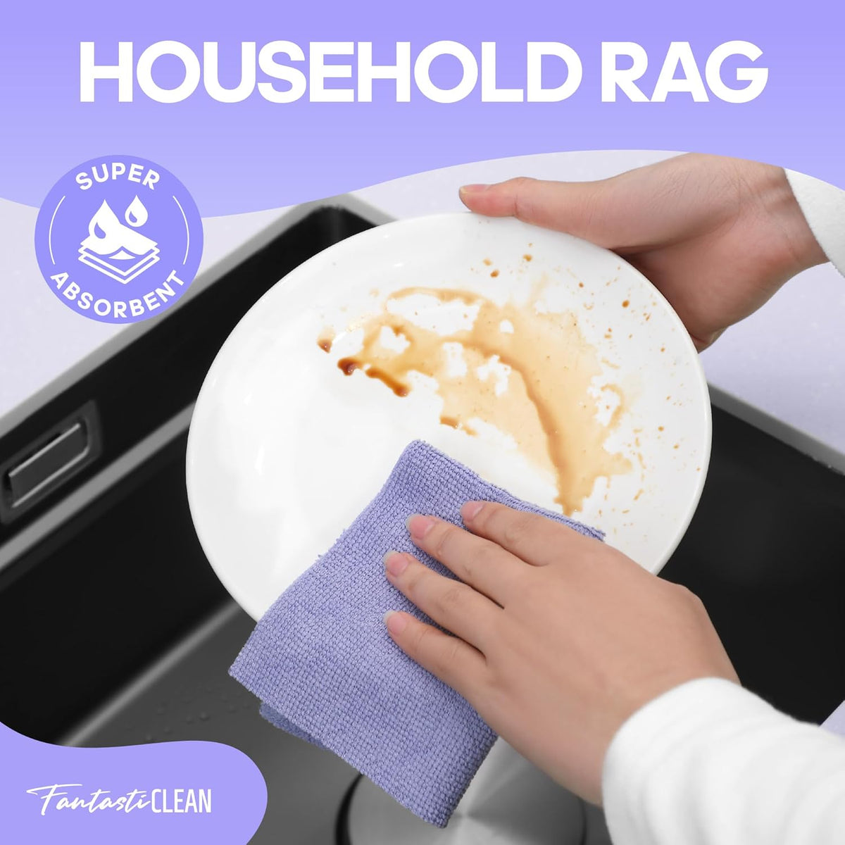 Fantasticlean Microfiber Cleaning Cloth Roll 4 Rolls 240 Pack, Tear Away Paperless Towels, 8" x 8"