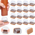 Ezprotekt 24 Pcs Rectangle Clear Silicone Chair Leg Floor Protectors Caps, Rectangle Felt Furniture