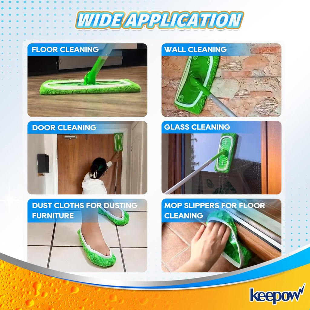 KEEPOW Reusable Wet Pads Refills Compatible with Swiffer Sweeper Mop, Dry Sweeping Cloths