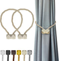 Hion Magnetic Curtain Tiebacks Beige 2pcs, Curtain Tiebacks Buckles Holdbacks Holders Hooks Clip