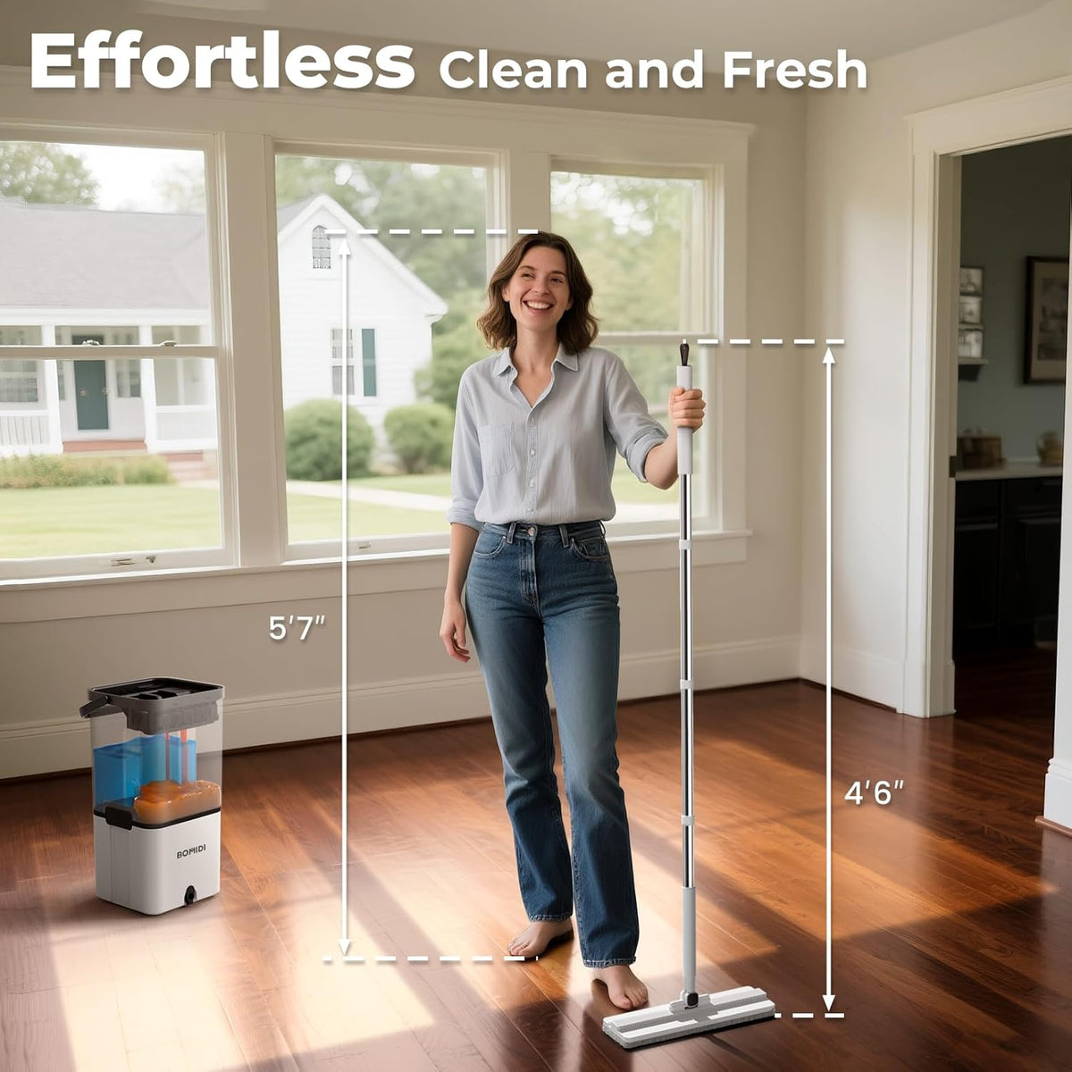 Mop and Bucket Set, Flat Microfiber Mops for Floor Cleaning, Wall Cleaner Mop and Bucket System