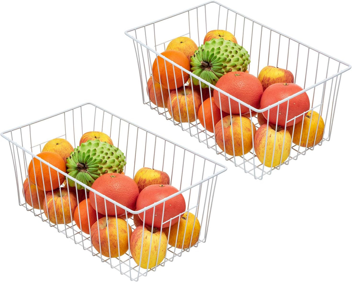 16" L x 12" W Wider Freezer Storage Organizer Baskets Container, Metal Wire Chest Upright