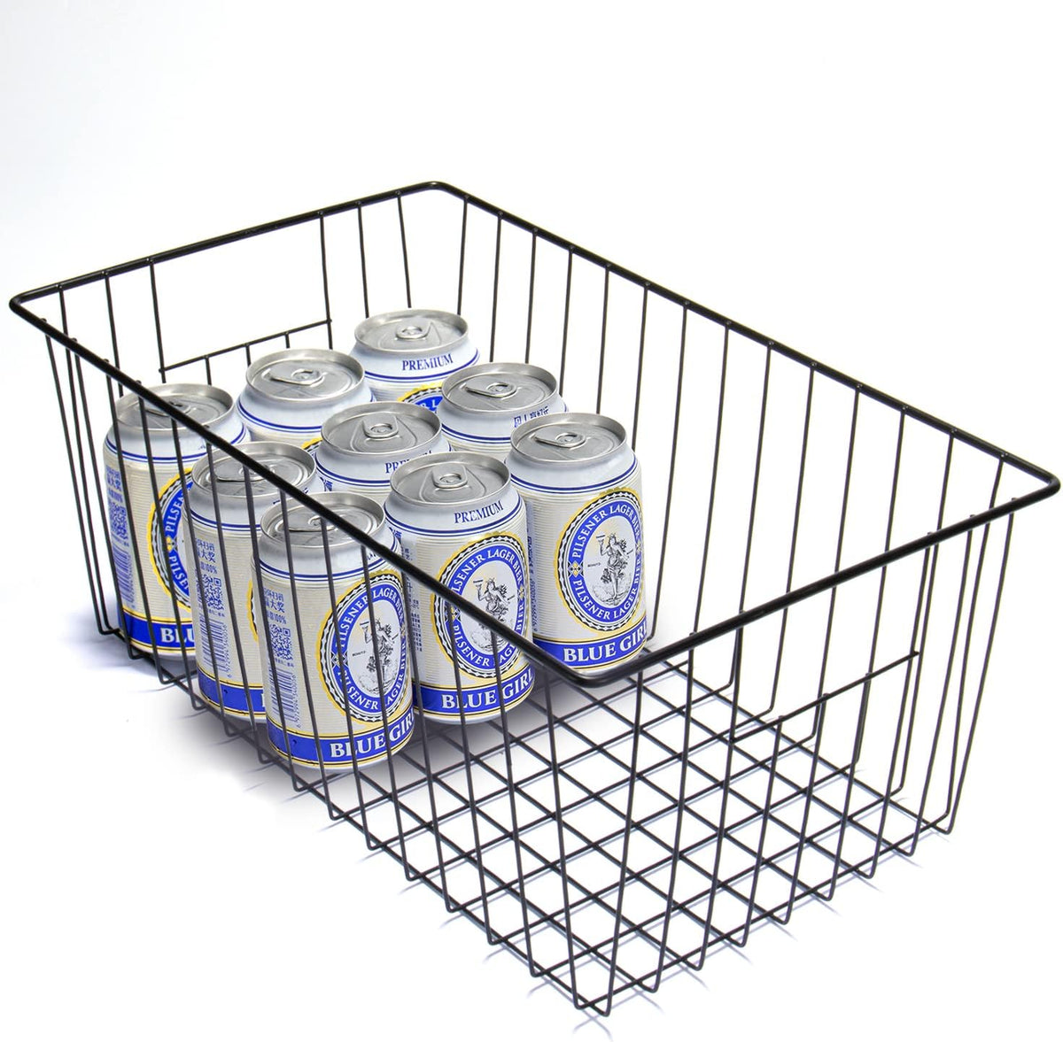 16inch Freezer Wire Storage Organizer Baskets, Household Refrigerator Bins with Built-in Handles