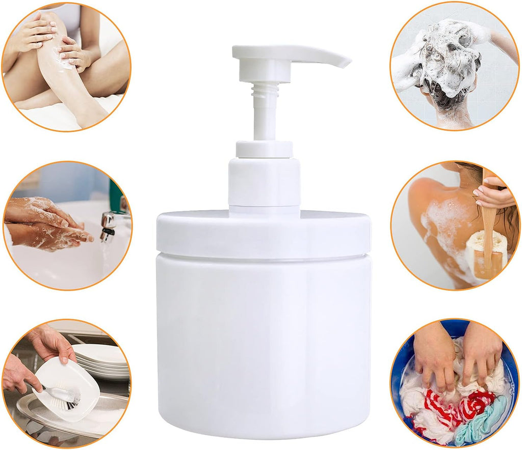 Cosywell Pump Bottle Dispenser Plastic Pump Bottles Refillable Bottles Wide Mouth Jar Style Empty