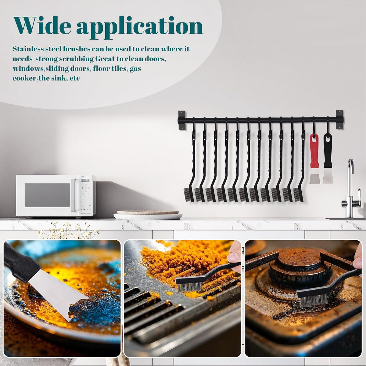 48 Pcs Mini Stainless Steel Wire Brush Set, Wire Scratch Brush with Curved Handle, Cleaning Weld