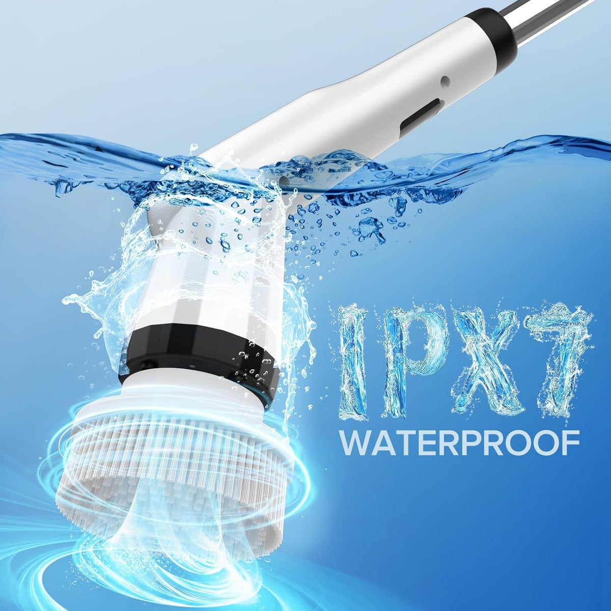 WKY-Electric Spin Scrubber - Upgraded 12-in-1 IPX7 Waterproof Shower Cleaner Brush, Retractable
