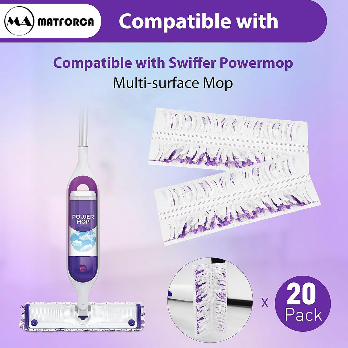 20 Pack Swiffer Power Mop Pads – Disposable Refill Wet Mop Pads for Swiffer Power Mop, Quick and