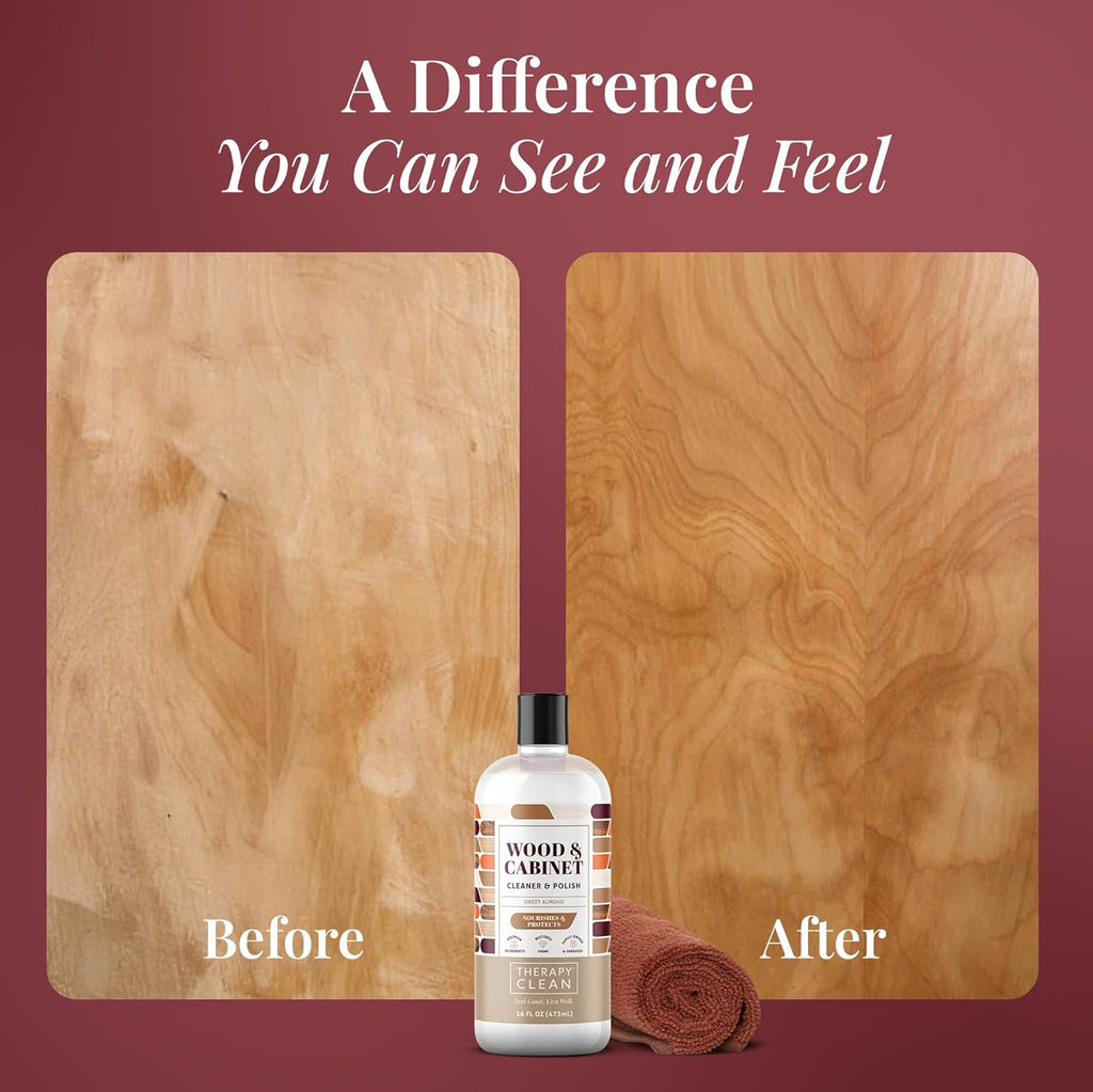 Therapy Wood Cleaner & Polish 16 oz. (2-Pack with Microfiber Cloth) - Wood Cabinet and Table