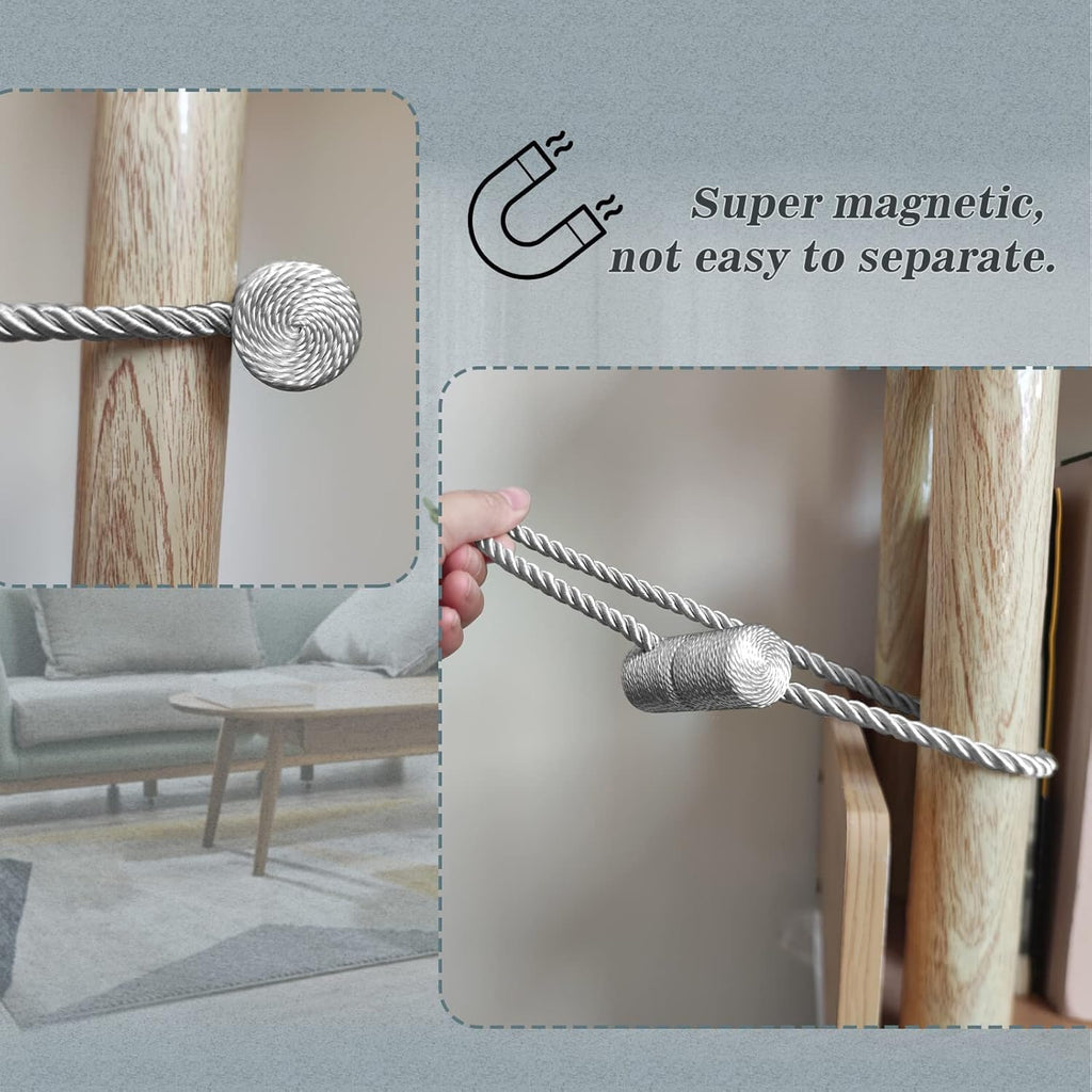 Hion Magnetic Curtain Tiebacks Grey 6 Pack, Curtain Tiebacks Buckles Holdbacks Holders Hooks Clip